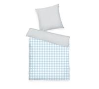 Herding TOM TAILOR Biancheria da letto in flanella, 65x100 cm + 160x210 cm, 100% cotone/flanella, con motivo reversibile e cerniera colorata, CLASSIC CHECK grigio, azzurro (Light Grey & Sky Blue)