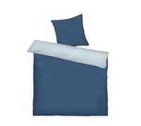 Herding Tom Tailor - Biancheria da letto in raso, 2 confezioni da 80 x 80 cm + 200 x 220 cm, 100% cotone, con papula e logo ricamato, Classic Check blu scuro, azzurro (Dark Navy & Sky Blue)