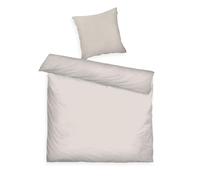 Herding Tom Tailor - Biancheria da letto in raso, 2 confezioni da 80 x 80 cm + 200 x 220 cm, 100% cotone, con papula e logo ricamato, colore: bianco