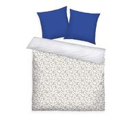 Herding TOM TAILOR Biancheria da Letto Renforcé, 2 * 80x80 + 200x220 cm, 100% Cotone/Renforcé, Con Motivo Reversibile e Cerniera Colorata, FRESH FLOWERS Blu, Beige (Cobalt & Sunny Sand)