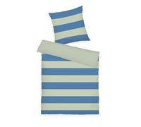Herding TOM TAILOR Biancheria da Letto Renforcé, 80x80 cm + 155x220 cm, 100% Cotone/Renforcé, Con Motivo Reversibile e Cerniera Colorata, BOLD STRIPES Verde, Blu (Green Leaf & Cool Blue)