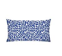 Herding TOM TAILOR Copricuscino Renforcé, 40x80 cm, 100% Cotone/Renforcé, Con Cerniera Colorata, ORGANIC LEAVES Blu, Bianco (Cobalto)