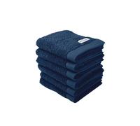 Herding TOM TAILOR Gästehandtuch, Color Bath Towel Dark Navy, 6er Set, 30x50 cm, 100% Baumwolle/Frottier, mit Aufhänger und Label mit Logo