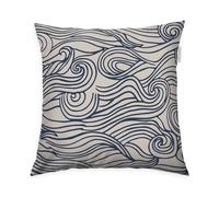 Herding Tom Tailor Soft Renforcé, 40 x 40 cm, 100% cotone, federa con papula e logo ricamato, Bold Check beige, blu scuro, bianco (Dark Navy & Sunny Sand & Off White)