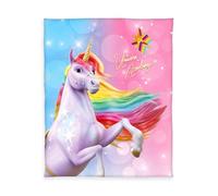 Herding Unicorn Academy Coperta in morbido pile, 130 x 160 cm, 100% poliestere, multicolore