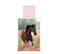 Herding Young Collection Biancheria da Letto Cavallo, Federa 80 x 80 cm ca., Copripiumino Circa 135 x 200 cm, Con Cerniera Scorrevole, 100% Cotone Renforcé