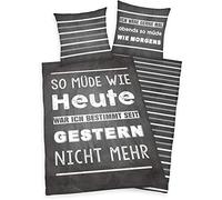 Herding YOUNG COLLECTION Set di Biancheria da Letto Reversibile, Con Scritte, Copripiumino 135 x 200 cm, Federa 80 x 80 cm, Cotone/Renforcé