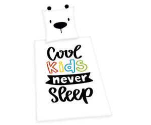 Herding Young Collection Set di Biancheria da Letto Reversibile, Cool Kids Never Sleep, Copripiumino 135 x 200 cm, Federa 80 x 80 cm, Cotone Renforcé