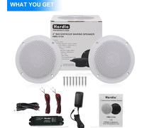 Herdio 2PCS Kit altoparlante Bluetooth da soffitto da 4 pollici Altoparlanti marini resistenti all'acqua 160W per bagno cucina casa camper all'aperto