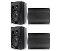 Herdio 6,5" Bluetooth Diffusori da esterno da 600W per esterni con ricevitore amplificatore stereo per esterni, terrazza, giardino, balcone (4 Nero Altoparlanti da esterno)