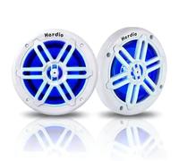 Herdio Altoparlanti marini da 5,25", audio coassiale impermeabile IP66, con luce LED blu (bianco)