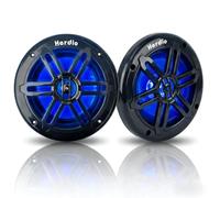 Herdio Altoparlanti marini da 5,25", audio coassiale impermeabile IP66, con luce LED blu (nero)