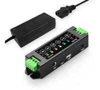 Herdio, Amplificatore 4-Canali Bluetooth 5.0, Ricevitore 120W di Potenza con Alimentatore 19V3A AC-DC, Montaggio a Parete, USB/MIC/AUX/TWS, per Casa/Garage/Soffitto/Altoparlanti Passivi