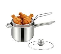 Herdplatten-Mini-Fritteuse - Fritteuse aus Edelstahl mit Frittierkorb Edelstahl 2,5 Liter - Mini Fritteuse mit Korb | zum Kochen von Hähnchen, Fisch und mehr für Partys