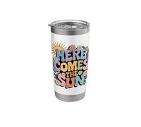 Here Comes Sun Retro Flower Spring Happy Summer Bicchiere termico in acciaio inox doppia parete