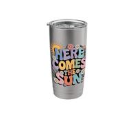 Here Comes Sun Retro Flower Spring Happy Summer Bicchiere termico in acciaio inox doppia parete