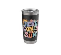 Here Comes Sun Retro Flower Spring Happy Summer Bicchiere termico in acciaio inox doppia parete