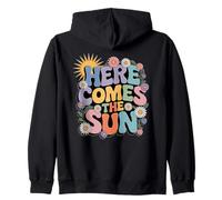 Here Comes Sun Retro Flower Spring Happy Summer Felpa con Cappuccio