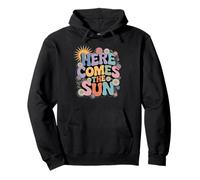 Here Comes Sun Retro Flower Spring Happy Summer Felpa con Cappuccio