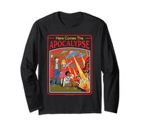 Here Comes the Apocalypse UFO Retro Funny Adult Humor Maglia a Manica