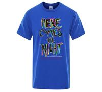 Here Comes The Night Print T Shirt Men Fashion O-Neck Tshirts Summer Cotton Tops Fashion Cotton Loose Street Hip Hop T-Shirts