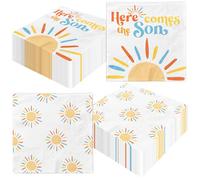 Here Comes The Son Baby Shower Decorazione, 40 tovaglioli usa e getta retrò Boho Sun di carta Little Ray of Sunshine tovaglioli per baby shower The Boho Sun Party Decorazioni per ragazzi e bambini