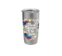 Here Comes the Sun - Bright Day Hope Tropical Summer Flowers Bicchiere termico in acciaio inox doppia parete