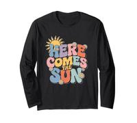 Here Comes The Sun Retro Flower Spring Happy Summer Maglia a Manica