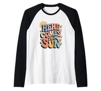 Here Comes The Sun Retro Flower Spring Happy Summer Maglia con Maniche Raglan