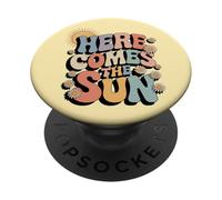 Here Comes The Sun Retro Flower Spring Happy Summer PopSockets PopGrip Adesivo