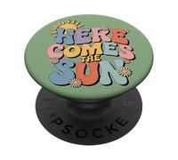 Here Comes The Sun Retro Flower Spring Happy Summer PopSockets PopGrip Adesivo