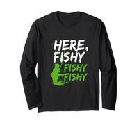 Here Fishy - Divertente Pesca in Mare e in Acqua Dolce per Bambini, Uomini e Donne Maglia a Manica