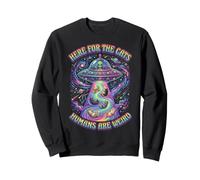 Here for The Cats Humans Are Stran Alien UFO Design Felpa