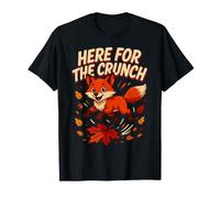 Here for The Crunch Volpe tra Le Foglie Autunnali Maglietta
