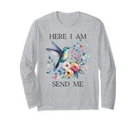 Here I Am Send Me Isaiah 6:8 Bible Christian Hummingbird Maglia a Manica