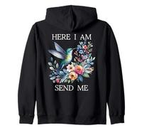 Here I Am Send Me Isaiah 6:8 Bible Christian Mom Hummingbird Felpa con Cappuccio