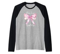 Here I Am Send Me Women Lord Send Me Christian Pink Bow Blue Maglia con Maniche Raglan