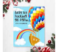 Here We Fu-cking Go Again 2025 Calendar, Calendar Balloon Calendar, Novità Pianificazione Calendario da parete Blocco note per Home Office, Divertimento da appendere