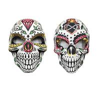 HEREER 2 maschere per il giorno dei morti con teschio di zucchero, maschera integrale per Halloween, zombie, scheletro, osso, mascherata, per Dia De Los Muertos Giorno dei Morti, feste di Halloween,