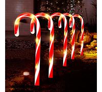 Herefun 5 Pezzi Luci di Canna di Natale, Candy Cane Pathway Luci Decorazioni LED Iarda Prato Markers Marcatori di Percorso di Caramelle allaperto Luci Natalizie per Esterni, Luci Decorazione di Natale