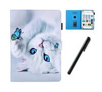 HereMore Custodia universale per tablet da 10,1", con pennino capacitivo, per Samsung A 10,1, Huawei M5 Lite/T3 T5 10, iPad 10.2, ASUS ZenPad 10, Lenovo Tab E10, Gatto
