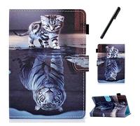HereMore Custodia universale per tablet da 10,1 pollici con penna, custodia protettiva in pelle per Fusion5 10.1, iPad 10.2", Samsung Tab A 10.1/S2 9.7", Huawei MediaPad T3 10, Lenovo Tab E10, Cat &