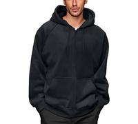 Heren Felpa con cappuccio semplice in pelle scamosciata, con cappuccio scandinavo, con chiusura lampo, elasticizzata, per jogging, da uomo, per attività all'aperto, casual, adatta per ogni occasione