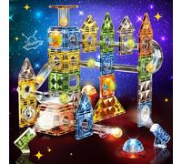 Herenear Costruzioni Magnetiche Giochi, Blocchi Magnetici 3D Set, Gioco Blocchi Magnetico Luminescente, Magnetic Building Blocks, STEM Educativo Blocchi Set per Ragazzi Ragazze 3 4 5 6 7 anni (105PCS)