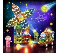 Herenear Costruzioni Magnetiche Giochi, Blocchi Magnetici 3D Set, Gioco Blocchi Magnetico Luminescente, Magnetic Building Blocks, STEM Educativo Blocchi Set per Ragazzi Ragazze 3 4 5 6 7 anni (57PCS)
