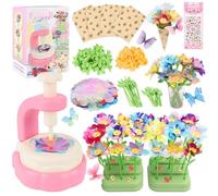 Herenear Il Laboratorio dei Fiori, Kit Artigianalee Creativo con Macchina per la Produzione di Fiori Bambini, DIY Kit Creativo Regalo Bimba Giocattoli Educativo Bimba 4 5 6 7 8+ Anni