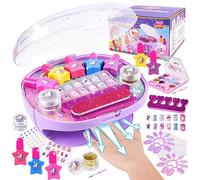 Herenear Set Unghie Bambini Kit con Asciuga, Smalti per Unghie, Kit Compleanno Gioco Regalo per Ragazza (Viola)