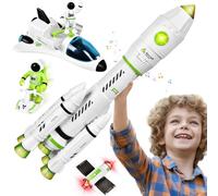 Herenear Space Shuttle Giocattolo,Razzi e Navi Spaziali, Razzo Spaziale Giocattolo con Astronaut, Giocattoli Razzo STEM 5 in 1 Regalo per Ragazzi e Ragazze