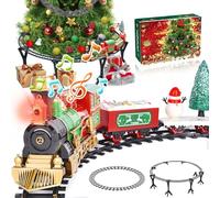 Herenear Trenino Natalizio Elettrico per Bambini, Trenino Classico Natalizio con Supporto Installazione, Treno Elettrico Giocattolo Sull'albero di Natale per Bambini 5 6 7 8 9 Ann (Sotto l'albero)