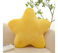 Herfair Cuscino decorativo a forma di stella, morbido per bambini, divano e cameretta, in peluche (giallo, 40 cm)